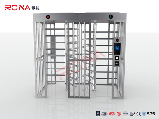 Baja tahan karat Full Height Turnstile Pembaca Kartu RFID Sidik Jari Dengan Saluran Ganda