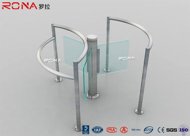 Pintu Putar Setengah Tinggi Manual, Gerbang Turnstile Pedestrian dengan Ayunan Kaca Tempered