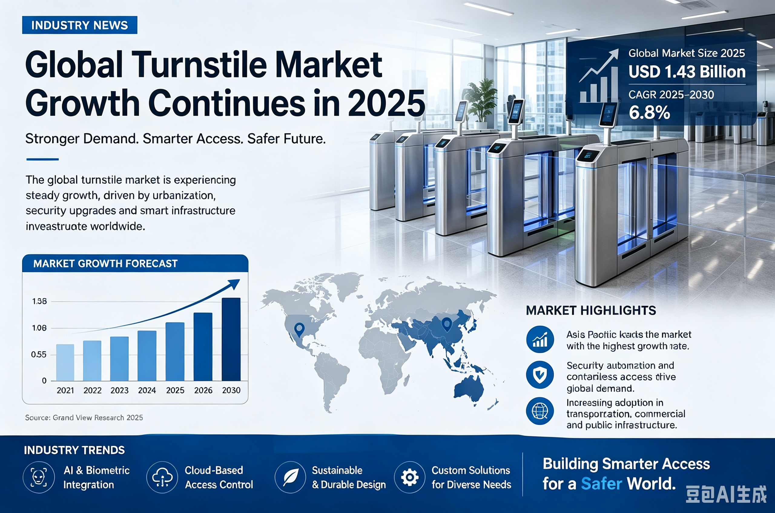 Blog perusahaan terbaru tentang Pertumbuhan Penjualan Regional dan Strategi Ekspor untuk Produsen Tiongkok di Pasar Global Turnstile 2025