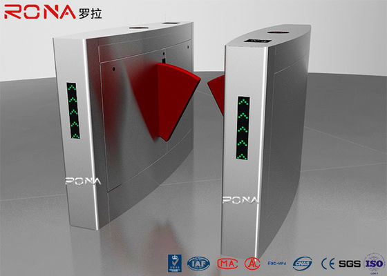 ESD Turnstile Flap Barrier Gate 304 Bahan Stainless Steel Flapper Merah Lembut
